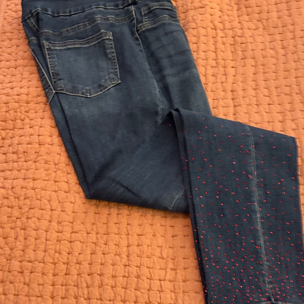 Stylish Blue Jeans with Red Accents
